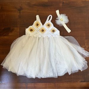 Baby girl floral crochet tutu dress outfit